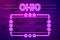 Ohio US State glowing purple neon lettering and a rectangular frame with stars