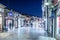 OHRID, MACEDONIA, FEBRUARY 14, 2015: night view over illuminated main shopping alley in the historical center of unesco