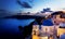 Oia town on Santorini island, Greece at night.