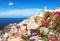 Oia village, Santorini island, Greece, on a bright day