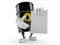 Oil barrel character holding blank sheet of paper
