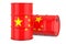 Oil barrel with Chinese flag. Oil production and trade concept, 3D rendering