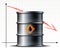 Oil barrel price falls down chart and Black metal oil barrel