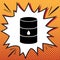 Oil barrel sign. Vector. Comics style icon on pop-art background