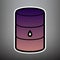 Oil barrel sign. Vector. Violet gradient icon with black and whi