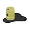 Oil barrel spill puddle icon, isometric 3d style