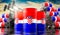 Oil barrels with flag of Croatia and oil extraction wells - 3D illustration