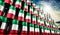 Oil barrels with flag of Kuwait - 3D illustration