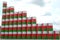 Oil barrels with flag of Oman form downward trend. Petroleum industry problems concept, 3D rendering