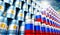 Oil barrels with flags of Russia and Argentina - 3D illustration