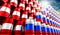 Oil barrels with flags of Russia and Austria - 3D illustration