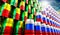 Oil barrels with flags of Russia and Benin - 3D illustration