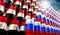 Oil barrels with flags of Russia and Egypt - 3D illustration