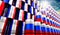 Oil barrels with flags of Russia and France - 3D illustration