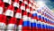 Oil barrels with flags of Russia and Indonesia - 3D illustration