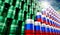 Oil barrels with flags of Russia and Saudi Arabia - 3D illustration