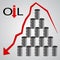 Oil barrels pyramid with red arrow eps 10