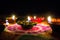 Oil candles, also called Deepams, are lighted on a rangoli design to celebrate the festival of Karthigai Deepam