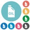 Oil canister flat round icons