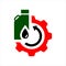 oil change icon logo vector. silhouette of oil canister bottle gear and circle arrow .symbol for automotive machine engine