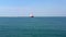 Oil Chemical Tanker Tied with strings Close to port Aerial Footage