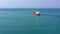 Oil Chemical Tanker Tied with strings Close to port Aerial Footage