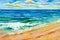 Oil color paintings seascape of beauty beach.