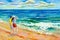 Oil color paintings seascape of beauty beach.