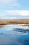 Oil containment boom at a lake after an oil spill