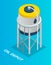 Oil depot isolated icon, oil storage reservoir with ladder, oil petroleum industry, oil production