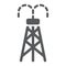 Oil derrick glyph icon, tower and industry, oil rig sign, vector graphics, a solid pattern on a white background.