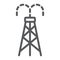 Oil derrick line icon, tower and industry, oil rig sign, vector graphics, a linear pattern on a white background.