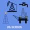Oil derrick and mining concept
