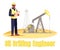 Oil drilling engineer semi flat RGB color vector illustration