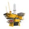 Oil Drilling Offshore Platform Isolated