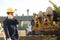 Oil drilling worker at oil field