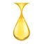 Oil drop realistic. Yellow droplet 3D. Gold honey or petroleum droplets, icon of shiny essential aroma or olive cooking