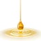 Oil drop with ripple, golden yellow liquid or Engine Lubricant oil 3d illustration