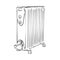 Oil electric radiator heater, vector sketch illustration