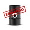 Oil Embargo. Vector 3d Realistic Metal Enamel Oil Barrel Isolated on White. Russian Crude Oil Embargo Concept Background