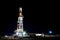 Oil and Gas Drilling Rig. Oil drilling rig operation on the oil platform in oil and gas industry. Beautiful night view of derrick