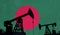 Oil and gas industry background. Oil pump silhouette against a bangladesh flag. 3D Rendering