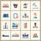 Oil, gas industry modern flat design icons and pictograms