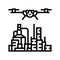 oil and gas inspection drone line icon vector illustration