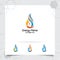 Oil gas logo design vector with concept of fire blazing and oil droplets icon for mining industry and fuel processing