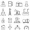 Oil, gas, petroleum, energy, drilling line icons