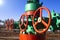 Oil and gas processing plant with pipe line valves. Oil pipeline valves in the oil and gas industry. Valve plug an oil pipeline in