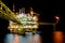 Oil and Gas processing platform in night scene.