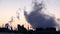 Oil and gas refinery - factory smoke stack - Time lapse.