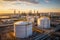 Oil and gas refinery tanks